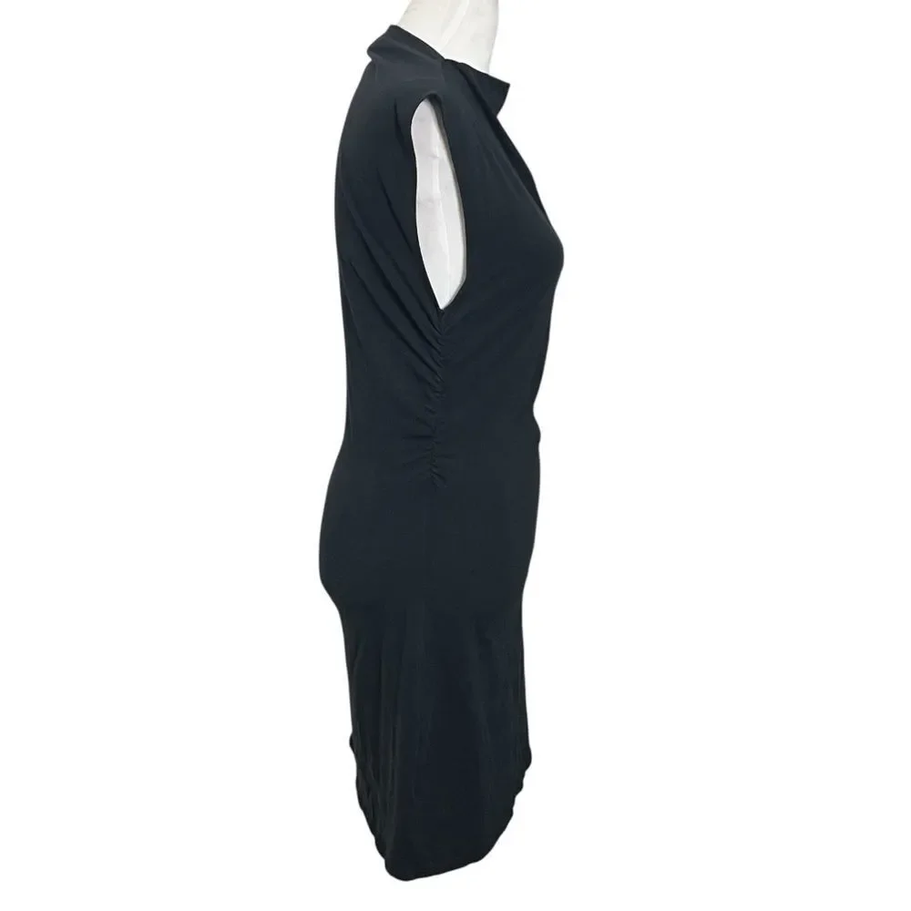 Reformation Alden Mini Dress Size Medium Black Ruched Organic Cotton Sleeveless - Picture 4 of 10